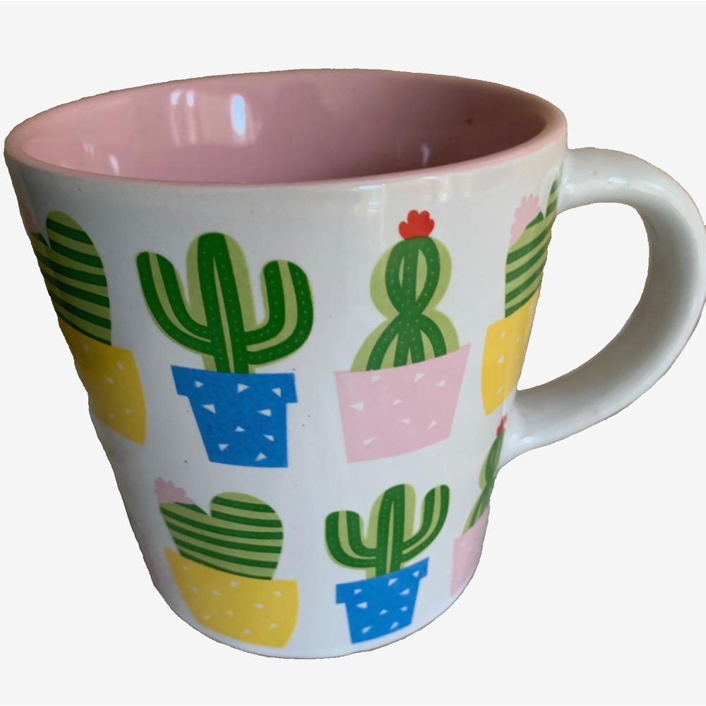 Roobee by Mara-MI, Colorful with pinks, blues‎ and yellows Cactus Mug, 6 oz